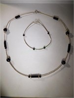 2pc Sterling Silver Necklace & Bracelet Set