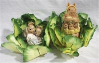 2 Rabbit in cabbage leaves figures