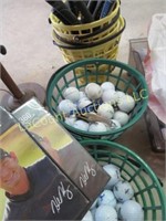 Large amount golf balls baskets Golf DVDS handles