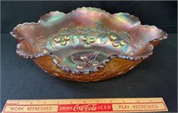 SCARCE 13 INCH CARNIVAL GLASS BERRY BOWL