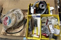 Joblot plastic tubing, wire, electrical fittings