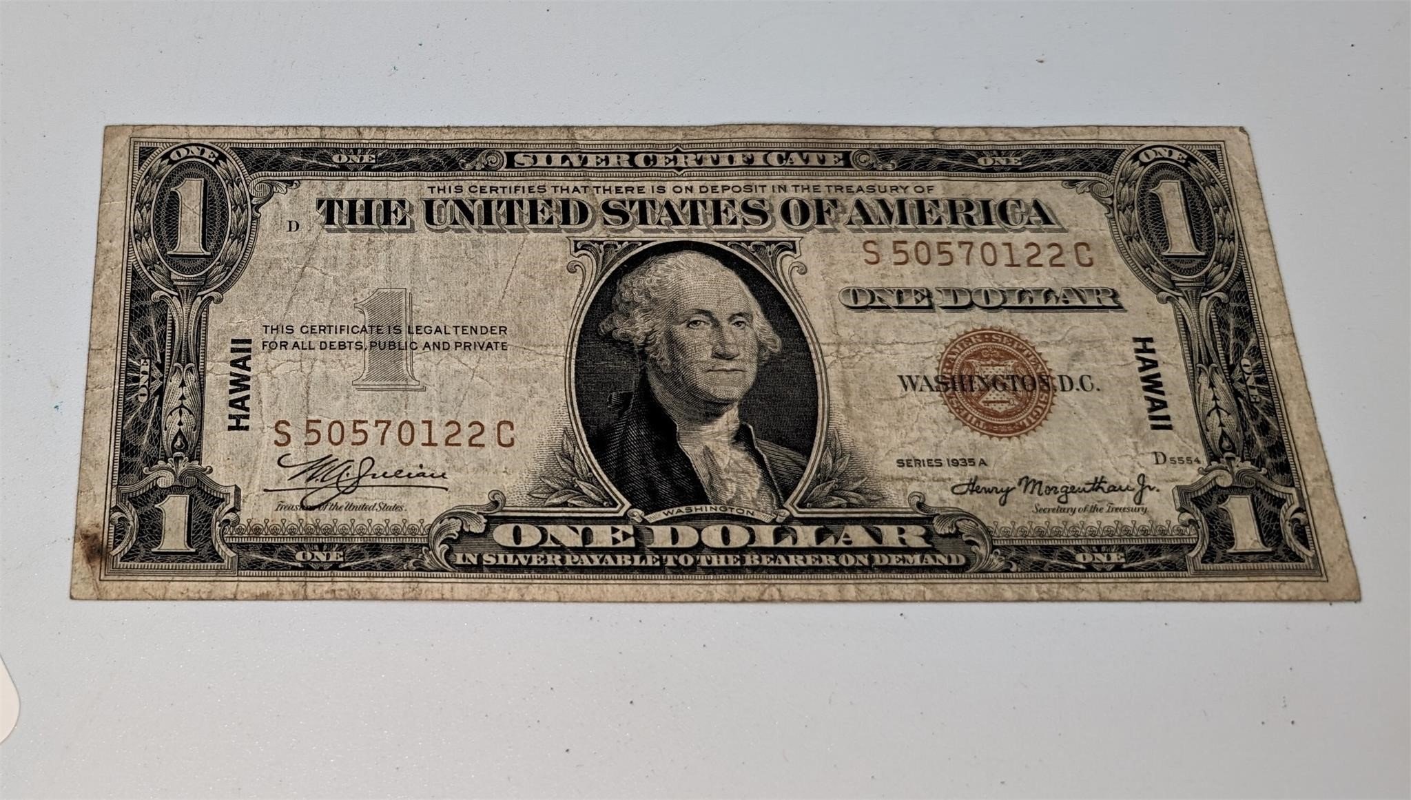 1935A $1.00 Hawaii Overprint Silver Certificate