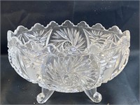 Footed Star Burst Glass Bowl