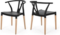 Victoria Dining Chair Set  Black/Natural (3 pack o