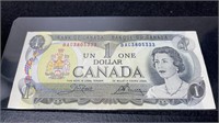 Circulated 1973 Canada 1 Dollar Bill