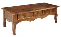 RUSTIC FRENCH PROVINCIAL WALNUT COFFEE TABLE