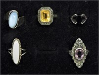 5 Sterling Gemstone Rings