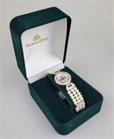 Silver Tone & Pearl Rovada Irish Claddagh Watch.