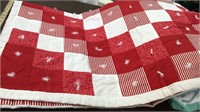 Approx 42”x42” red & white quilt