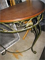 Ornate Wood & Metal Half Table