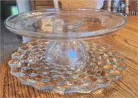 Glass cake platter with tray