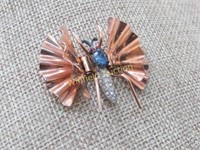 Vintage Charles Reis Butterfly Fur Clip, Rhineston