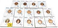 x14- Proof Lincoln cents, mixed dates -x14 cents