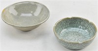 Early Chinese Celadon & Guan Crackle Glazed Bowls