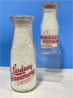 2 Small Lindsay Creamery Bottles