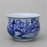 Blue And White Landscape Cup