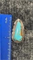 Sterling Silver Native American Turquoise Ring 7.6