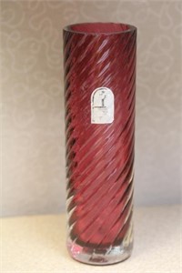 Pilgrim Cranberry Cylinder Vase