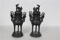 A Pair of Antique Chinese Bronze Urn