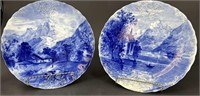 Antique Hanley England Flow Blue Plates (2)