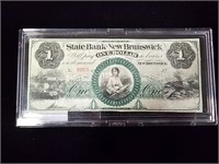 1800s UC State Bank at New Brunswick, NJ $1 Bill