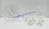 Candlewick Glass Plate & 6 Sherbet Cups