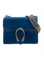 Gucci Blue Suede Dionysus Accent Shoulder Bag