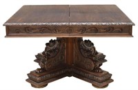 ITALIAN RENAISSANCE REVIVAL EXTENSION OAK TABLE