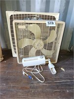 Box fans & clamp on heater