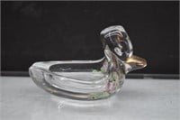 Vintage Hand Painted Glass Duck Figurine