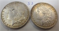 2 - 1885-O Morgan silver dollars