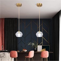 2PC Modern Crystal Pendant Light, Led Crystal