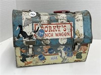 Porkie's lunch wagon metal lunch box, handle,