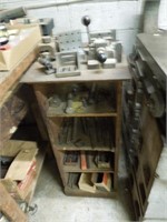 Wooden stand loaded with reamers, carbide, etc