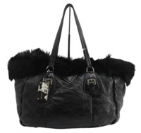 Prada Black Fur Tote Handbag