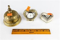 Brass Bell Brighton Desk Clock & Pen Holder