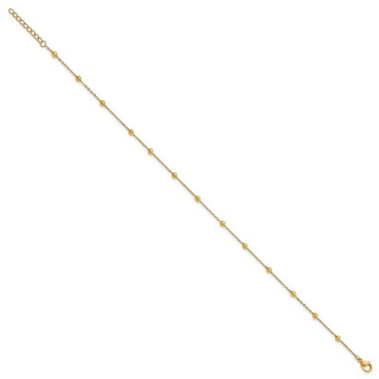 Stainless Steel Yellow Plt Beaded Anklet