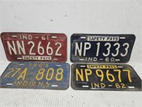 1961-62-63 Indiana License Plates