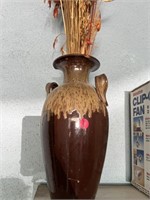 POTTERY VASE WITH DRIED FLOWERS
