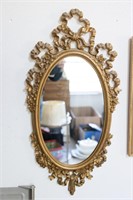 Antique Golden Oval Wall Mirror