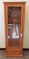 WOODEN GUN CABINET W/ETCHED GLASS ON DOOR.....