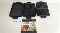 3 GEORGE FORMAN GRIDDLE PANS AND COOK BOOK