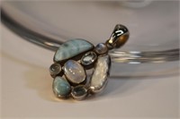 New Sterling Larimar, moonstone, topaz, pearl