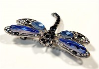 Cobalt Blue Gemstone Dragon Fly Brooch New Merch