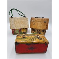 3 Vintage Folky Lunch Boxes