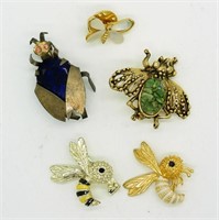 5 Bug Shaped Brooches