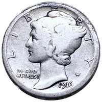 1916-D Mercury Silver Dime NICELY CIRCULATED