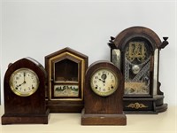 4 Antique Shelf Parts Clocks