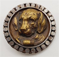 (M) vtg Sculptured Brass Cocker Spaniel Button