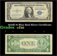 1935E $1 Blue Seal Silver Certificate Grades vf++